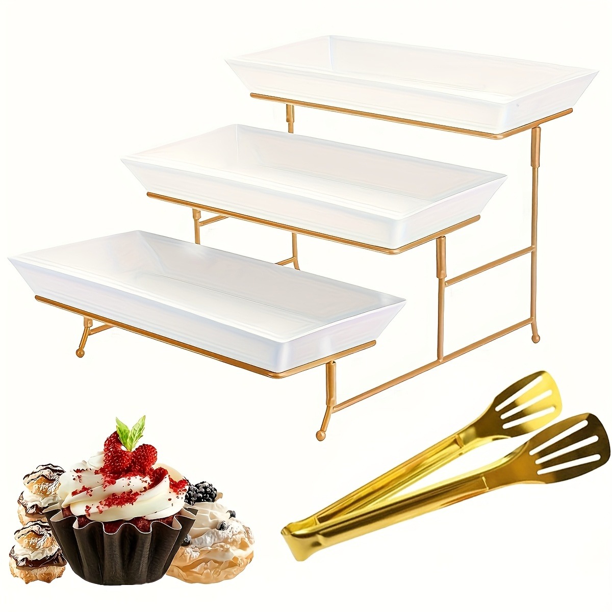 Cupcake Stand Tier - Soporte de Servicio Escalonado Blanco con