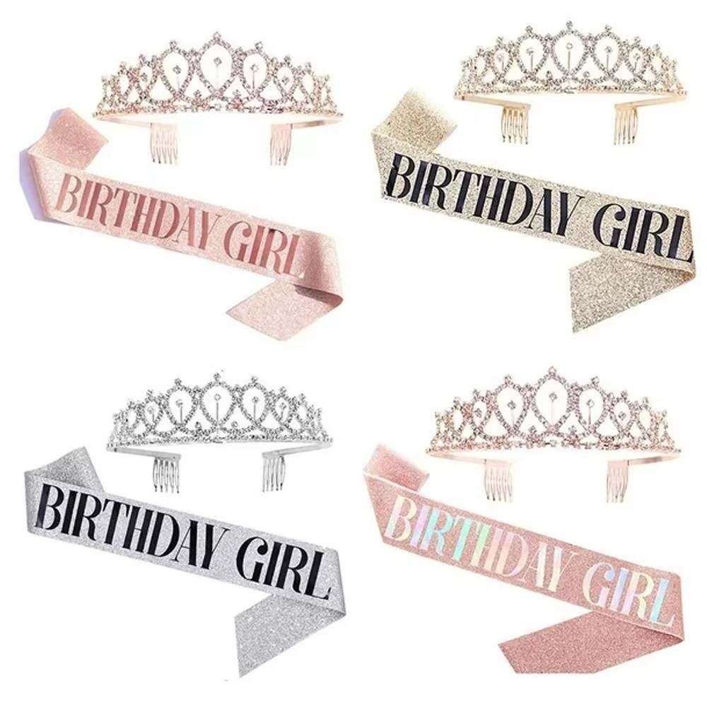 Birthday Sash Glitter - Juego de 2 Coronas de Cumpleaños