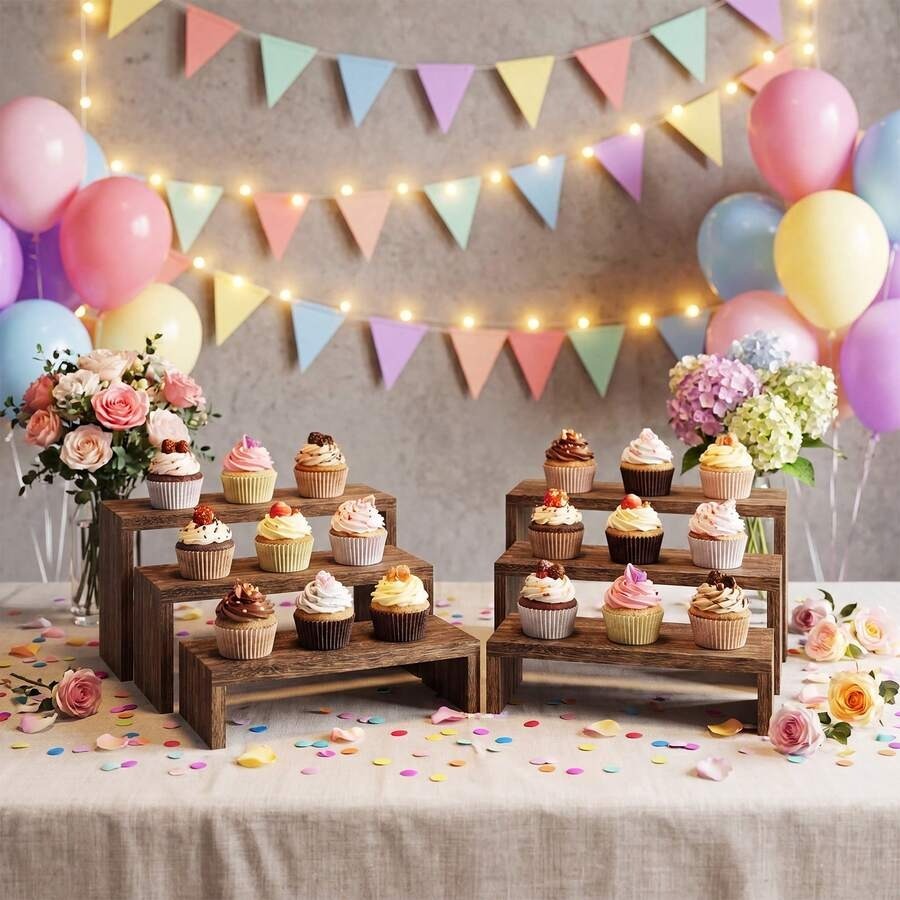 Cupcake Stand Tier - Soporte de madera para exhibición de
