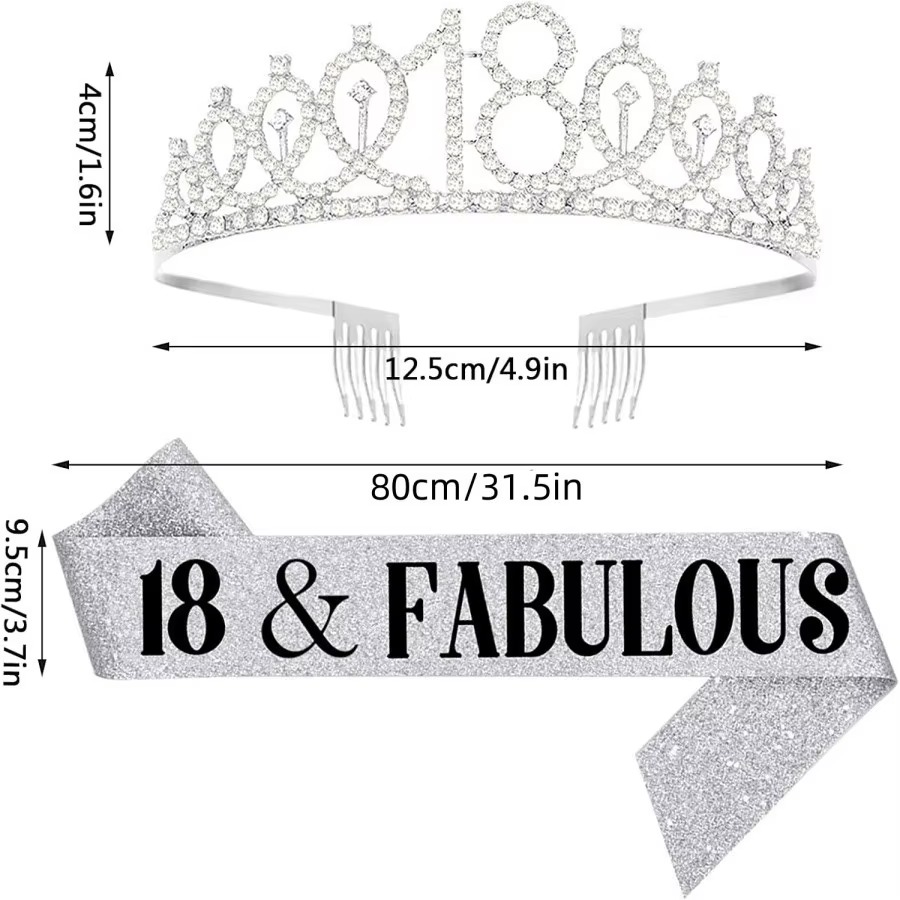 Corona de Tiara Plateada Brill - Birthday Sash Glitter reseña y precio