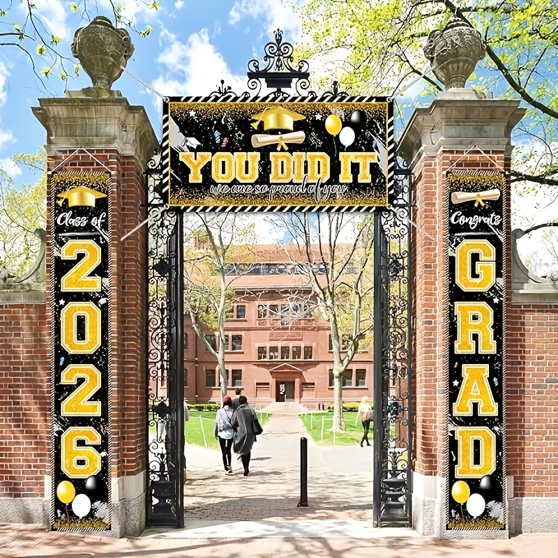 Banderas de Graduación 2D de 3 - Party Banner Gold reseña y precio