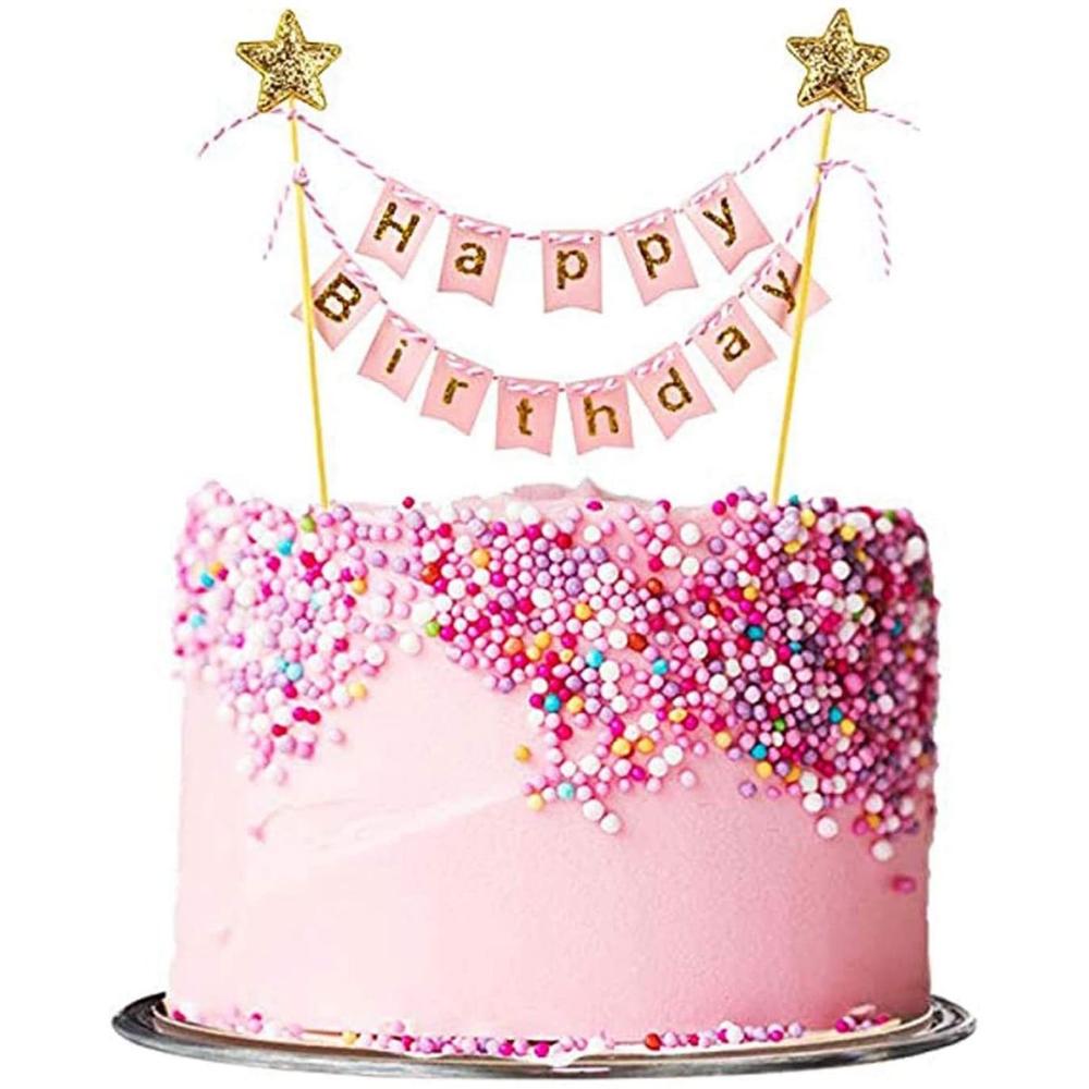 Banderas de pastel de feliz cu - Party Banner Gold reseña y precio