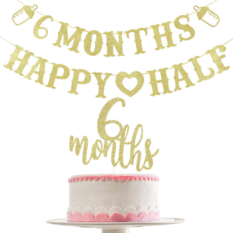 Banner de 6 Meses con Diseño d - Party Banner Gold reseña y precio