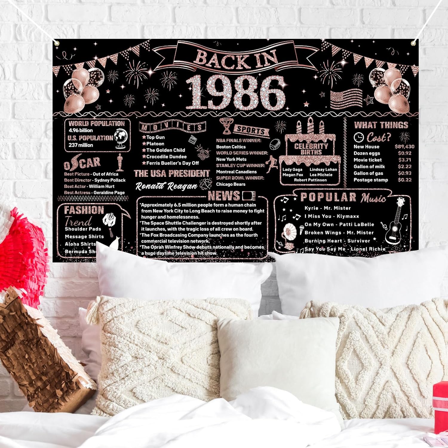 Decoraciones de 40 cumpleaños  - Party Banner Gold reseña y precio